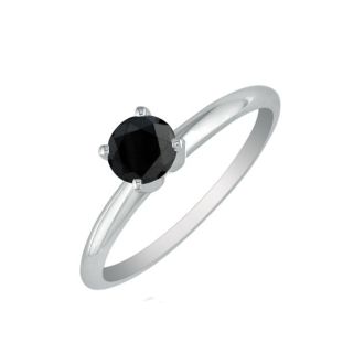 1/2 Carat Black Diamond Engagement Ring In 10K White Gold