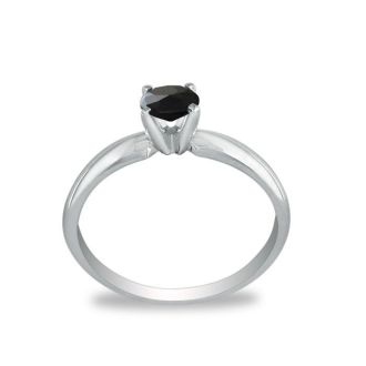 1/2 Carat Black Diamond Engagement Ring In 10K White Gold