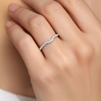 Estate Jewelry 1/5 Carat Diamond Curved Wedding Ring, Size 9.0