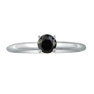 3/4 Carat Black Diamond Engagement Ring In 10K White Gold