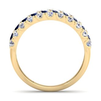 2 Carat Sapphire and Lab Grown Diamond Band Ring In 14K Yellow Gold