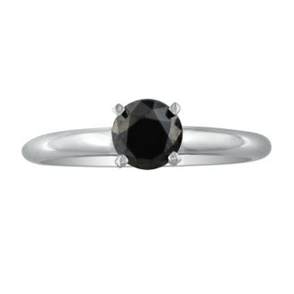 1 1/2 Carat Black Diamond Engagement Ring in 14K White Gold