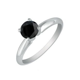 1 1/2 Carat Black Diamond Engagement Ring in 14K White Gold