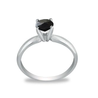 1 1/2 Carat Black Diamond Engagement Ring in 14K White Gold