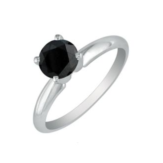 2 Carat Black Diamond Engagement Ring in 14K White Gold