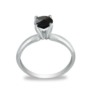 2 Carat Black Diamond Engagement Ring in 14K White Gold