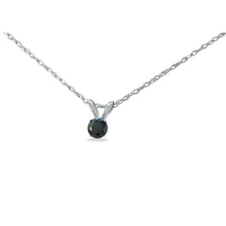 1/10ct Black Diamond Solitaire Pendant in 14k White Gold