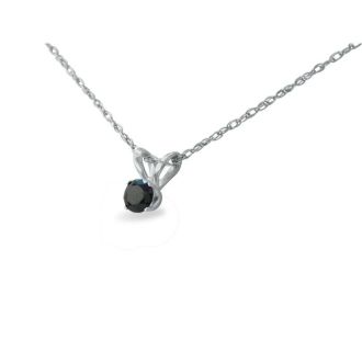 1/10ct Black Diamond Solitaire Pendant in 14k White Gold