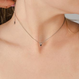 1/10ct Black Diamond Solitaire Pendant in 14k White Gold