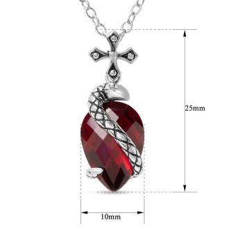 Sterling Silver Created Ruby Gothic Serpent Necklace, 18 Inches