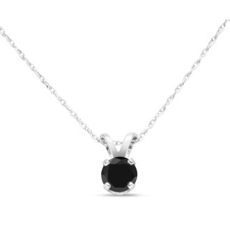 1/4ct Black Diamond Solitaire Pendant in 14k White Gold