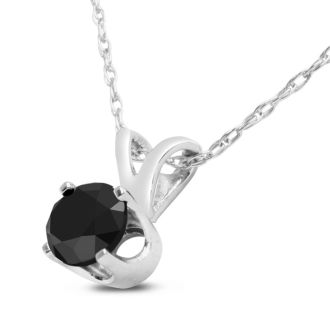 1/3ct Black Diamond Solitaire Pendant in 14k White Gold