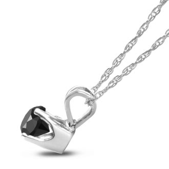 1/3ct Black Diamond Solitaire Pendant in 14k White Gold