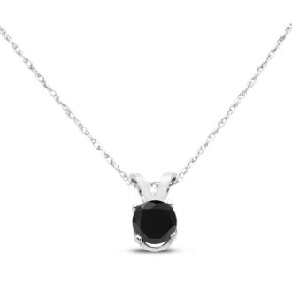 1/3ct Black Diamond Solitaire Pendant in 14k White Gold