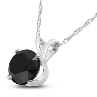 3/4ct Black Diamond Solitaire Pendant in 14k White Gold