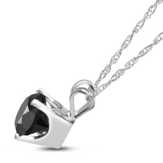 3/4ct Black Diamond Solitaire Pendant in 14k White Gold