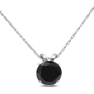 3/4ct Black Diamond Solitaire Pendant in 14k White Gold
