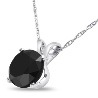 1ct Black Diamond Solitaire Pendant in 14k White Gold