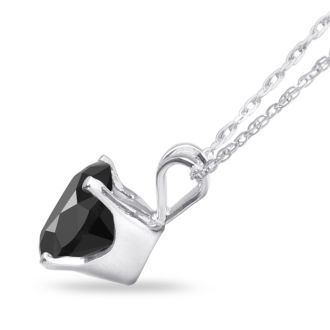 1ct Black Diamond Solitaire Pendant in White Gold
