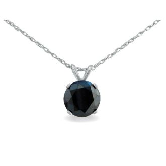 1 1/2ct Black Diamond Solitaire Pendant in White Gold