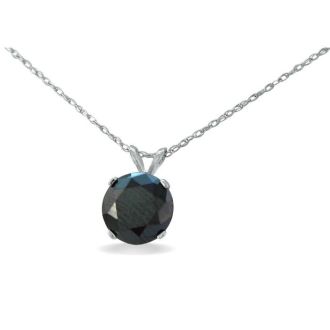 2ct Black Diamond Solitaire Pendant in 14k White Gold
