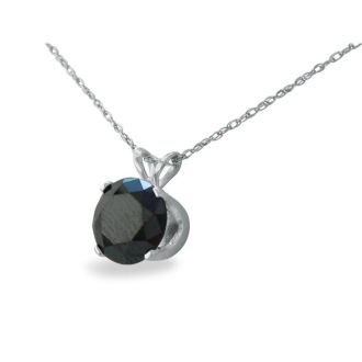2ct Black Diamond Solitaire Pendant in 14k White Gold