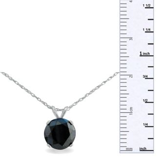 2ct Black Diamond Solitaire Pendant in 14k White Gold