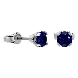 0.60 Carat Blue Sapphire Stud Earrings in White Gold