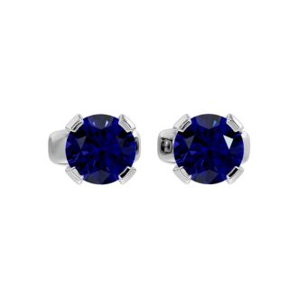 0.60 Carat Blue Sapphire Stud Earrings in White Gold