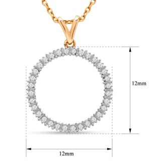 1/10 Carat Diamond Circle Necklace In 14K Rose Gold Over Sterling Silver, 18 Inches