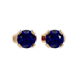 0.60 Carat Blue Sapphire Stud Earrings in Yellow Gold