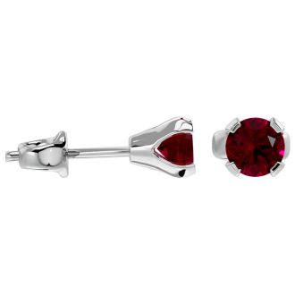 1/2 Carat Ruby Stud Earrings In White Gold