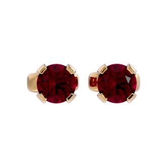 0.60 Carat Ruby Stud Earrings in Yellow Gold