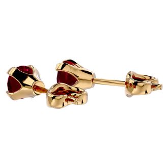 0.60 Carat Ruby Stud Earrings in Yellow Gold