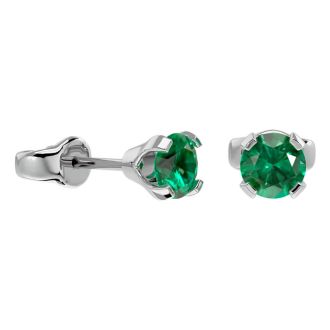 1/2 Carat Emerald Stud Earrings In White Gold