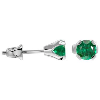 1/2 Carat Emerald Stud Earrings In White Gold