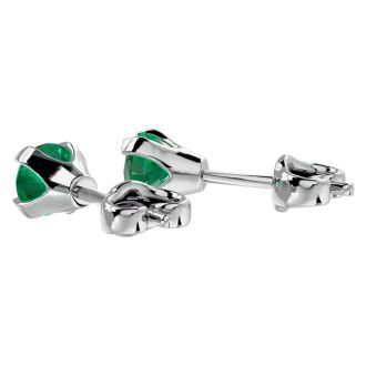 1/2 Carat Emerald Stud Earrings In White Gold