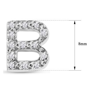 Sterling Silver Letter B Initial Earrings With Diamonds – Personalized Initial Jewelry