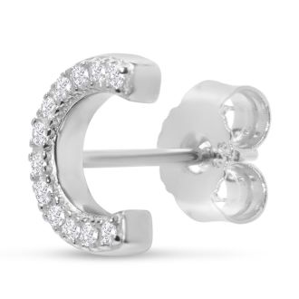 Sterling Silver Letter C Initial Earrings With Diamonds – Personalized Initial Jewelry