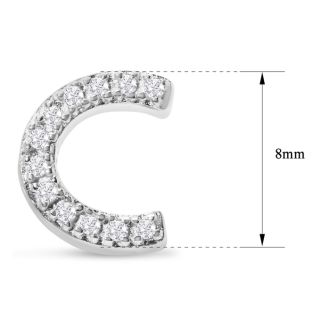 Sterling Silver Letter C Initial Earrings With Diamonds – Personalized Initial Jewelry