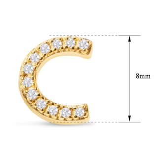 14K Yellow Gold Over Sterling Silver Letter C Initial Earrings With Diamonds – Personalized Initial Jewelry