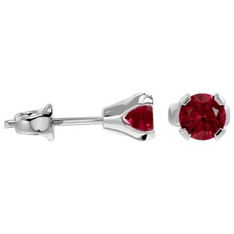 Garnet Earrings: Garnet Jewelry: 0.60 Carat Garnet Stud Earrings in White Gold