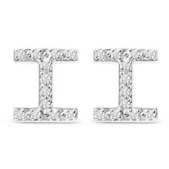 Sterling Silver Letter I Initial Earrings With Diamonds – Personalized Initial Jewelry
