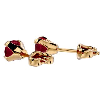 Garnet Earrings: Garnet Jewelry: 0.60 Carat Garnet Stud Earrings in Yellow Gold