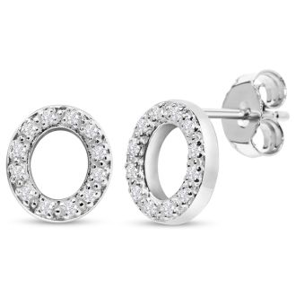 Sterling Silver Letter O Initial Earrings With Diamonds – Personalized Initial Jewelry