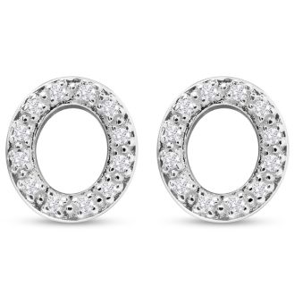 Sterling Silver Letter O Initial Earrings With Diamonds – Personalized Initial Jewelry