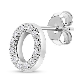 Sterling Silver Letter O Initial Earrings With Diamonds – Personalized Initial Jewelry