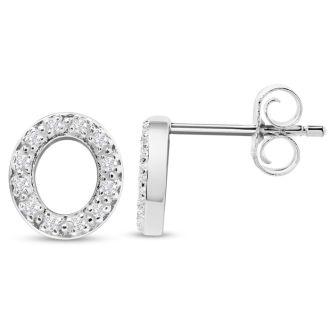 Sterling Silver Letter O Initial Earrings With Diamonds – Personalized Initial Jewelry
