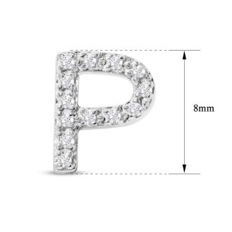 Sterling Silver Letter P Initial Earrings With Diamonds – Personalized Initial Jewelry