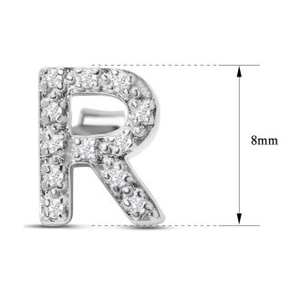 Sterling Silver Letter R Initial Earrings With Diamonds – Personalized Initial Jewelry